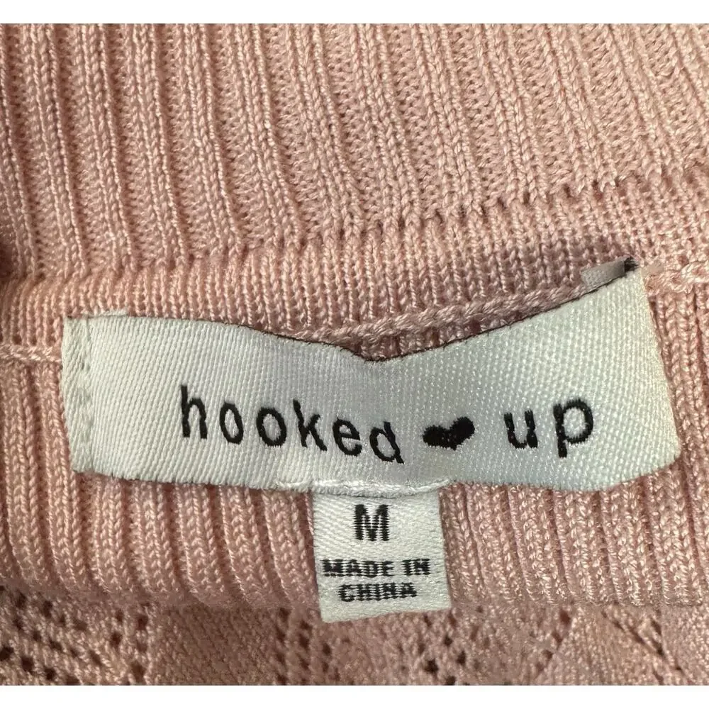 Hooked Up by IOT Womens Ribbed Knit Sweater Pink Size M NWT